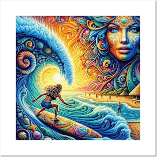 Surfer Girl Spiritual Sky Posters and Art